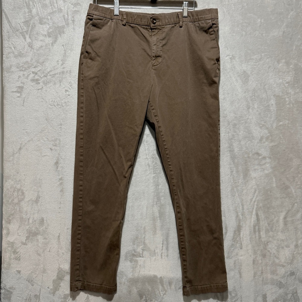 Bearbottom Clothing Mens Brown Elastic Waist Pants XL 30 Stretch Cotton Twill